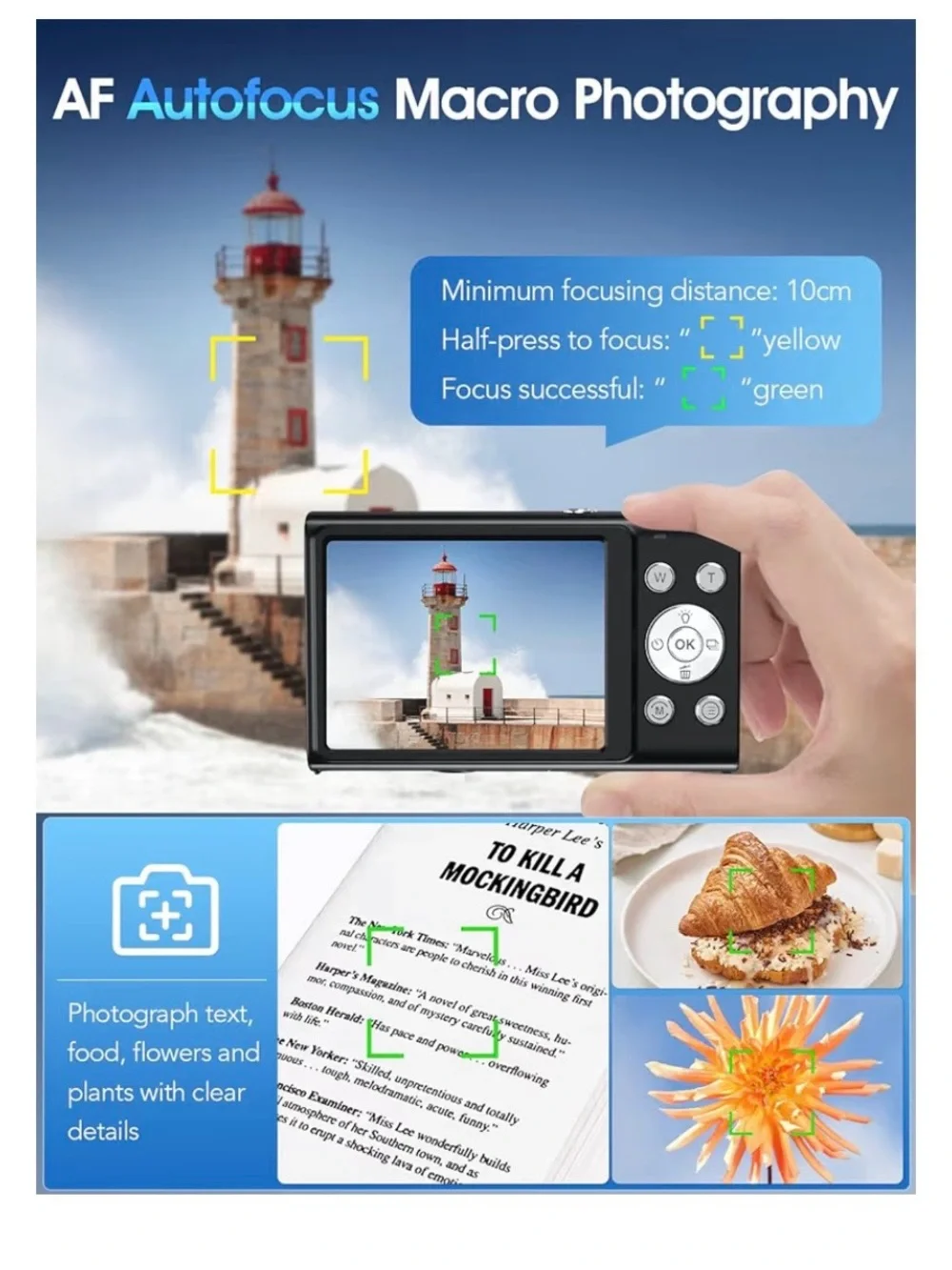 4K Black Digital Camera with Flip LCD - Compact Photo & Video Camera